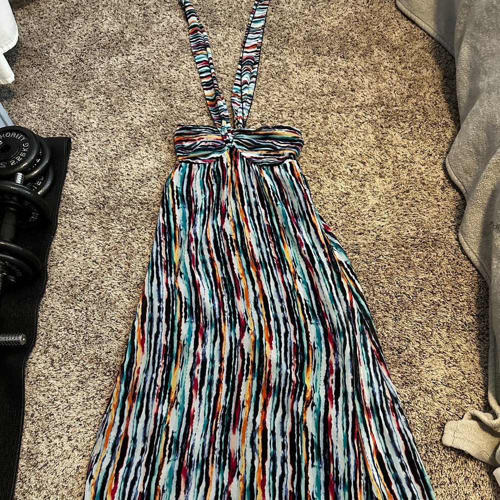 Xhiliration Size Small Patterned Halter or Strapless Maxi Dress
